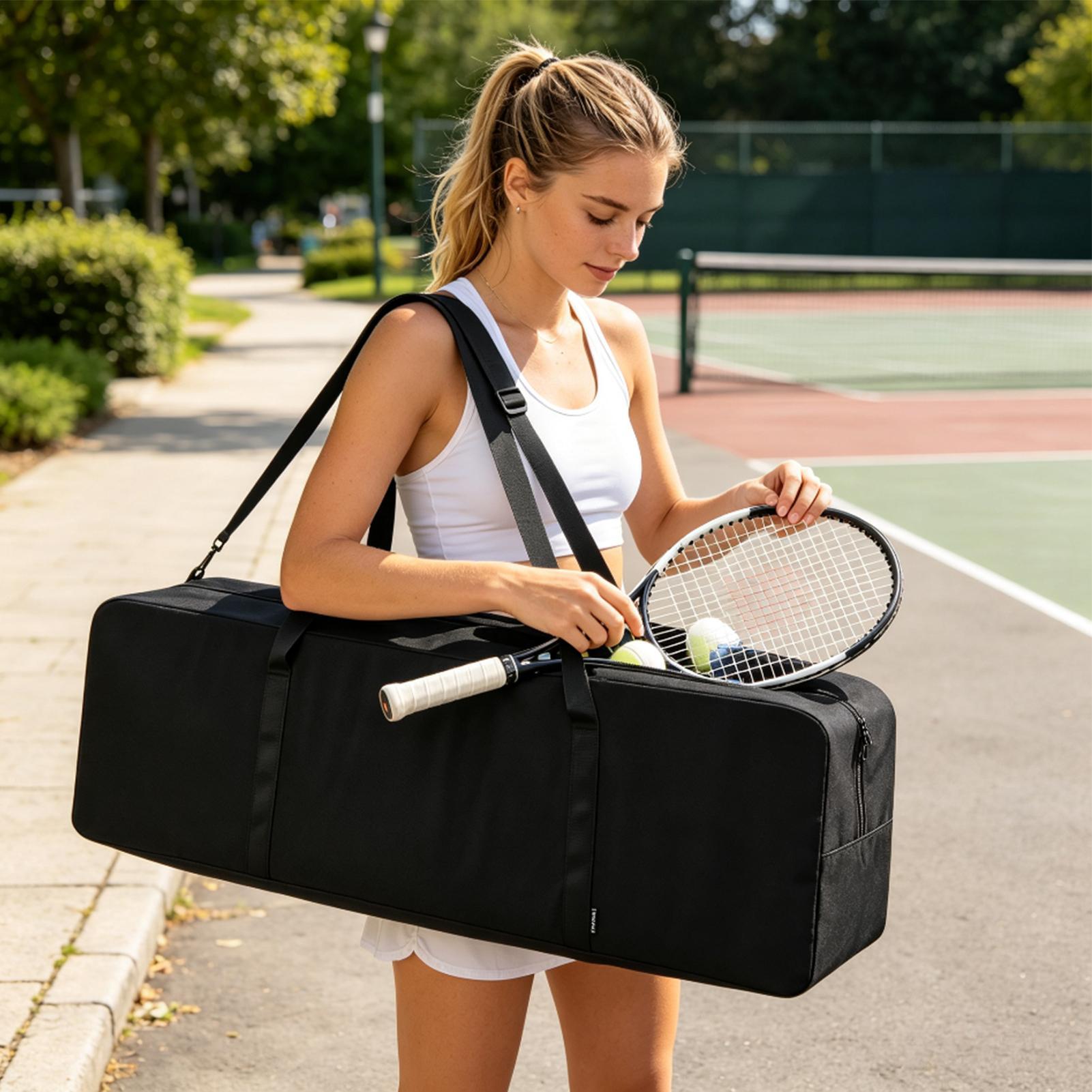 Badminton Netting - ピクルボール用ネットバッグ。折りたたみ式ネットシステムとファスナー付きポーチが付属。オックスフォード生地製で、バドミントン、テニス、旅行、屋内・屋外での使用に適したピクルボールセットバッグ。