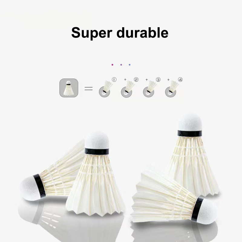3/6個入りバドミントンボール、白いガチョウの羽根、飛行安定 - Badminton Fun のレビューと価格
